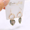 Earrings Willa - abalone shell monstera (E632)