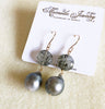 Silver tahitian pearl dangle - rutilated quartz (E530)