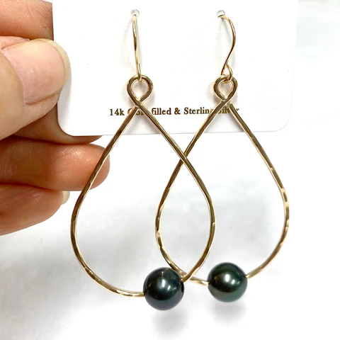 Earrings Molly -  tahitian pearls hoops ( E318)