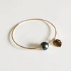 Monstera bangle - tahitian pearl (B380)