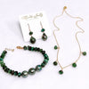 Bracelet LELA  - emerald & triple Tahitian pearls (B514)