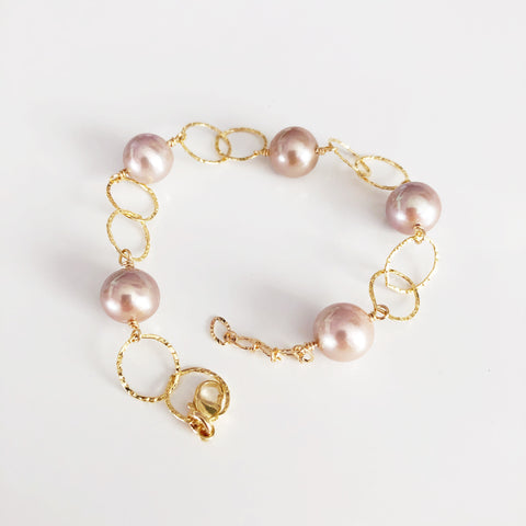 Bracelet ABELLA - pink pearls (B418)