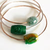 Bangle KEIKE - multicolor carved jade bead (B405)
