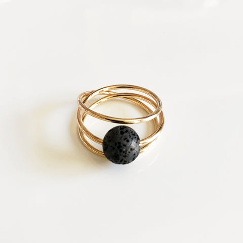 Ring LOELA - Black lava rock (R190)