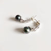 Hawaiian scroll mini hoop - tahitian pearl  (E544)